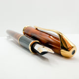 Cross Pinnacle Amber Marble Lacquer Fountain Pen -  Medium 18kt Gold Nib  -Scarce!
