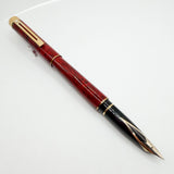 Sheaffer Full Size Targa Red Ronce Lacque Fountain Pen - Extra Fine 14kt Gold Nib