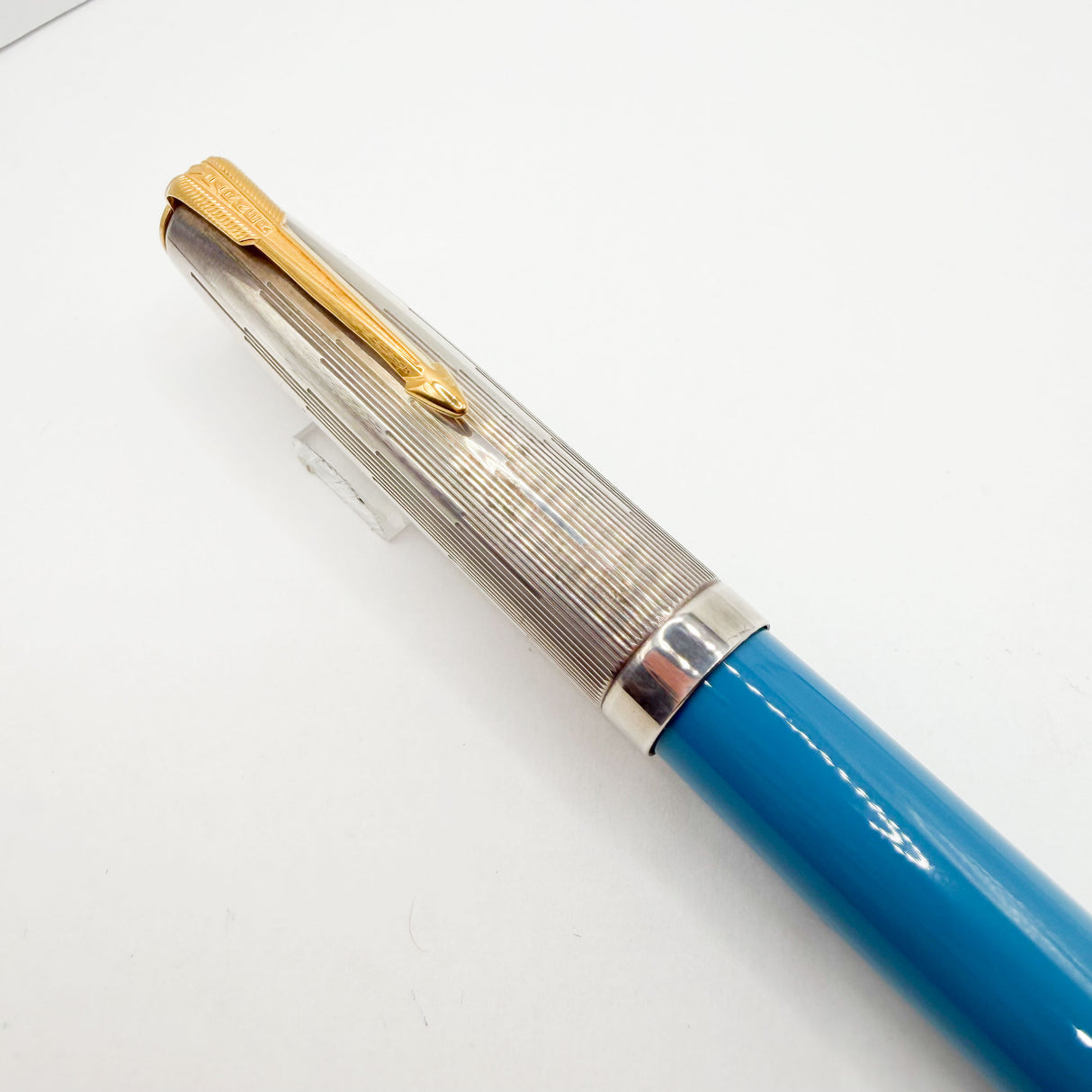 Parker 51 Special Edition Sterling Silver & Vista Blue Fountain Pen - Medium 18kt Gold  Nib