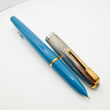 Parker 51 Special Edition Sterling Silver & Vista Blue Fountain Pen - Medium 18kt Gold  Nib