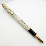 Parker Duofold Centennial (Largest) Lustrous  Pearl & Black Fountain Pen - Medium Italic 18kt Gold Nib