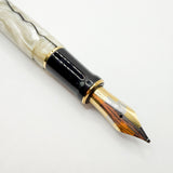Parker Duofold Centennial (Largest) Lustrous  Pearl & Black Fountain Pen - Medium Italic 18kt Gold Nib