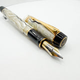 Parker Duofold Centennial (Largest) Lustrous  Pearl & Black Fountain Pen - Medium Italic 18kt Gold Nib