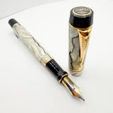 Parker Duofold Centennial (Largest) Lustrous  Pearl & Black Fountain Pen - Medium Italic 18kt Gold Nib