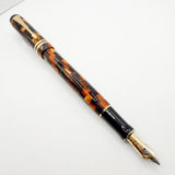 Parker Duofold Amber Check International Fountain Pen - Medium Italic 18kt Gold Nib