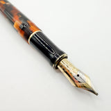 Parker Duofold Amber Check International Fountain Pen - Medium Italic 18kt Gold Nib