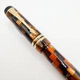 Parker Duofold Amber Check International Fountain Pen - Medium Italic 18kt Gold Nib