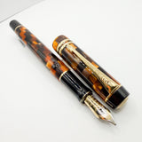 Parker Duofold Amber Check International Fountain Pen - Medium Italic 18kt Gold Nib