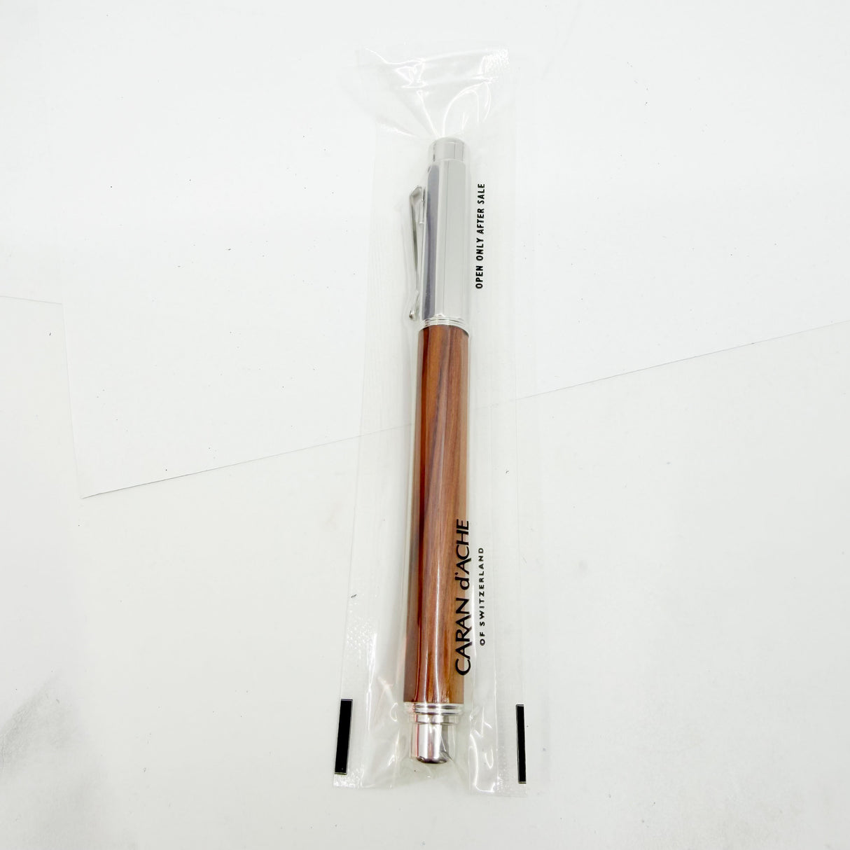 Caran D'ache Varius Metwood Fountain Pen - Rhodium Plated Cap/Brazilian Rosewood Faceted Barrel - Fine 18kt Gold Nib