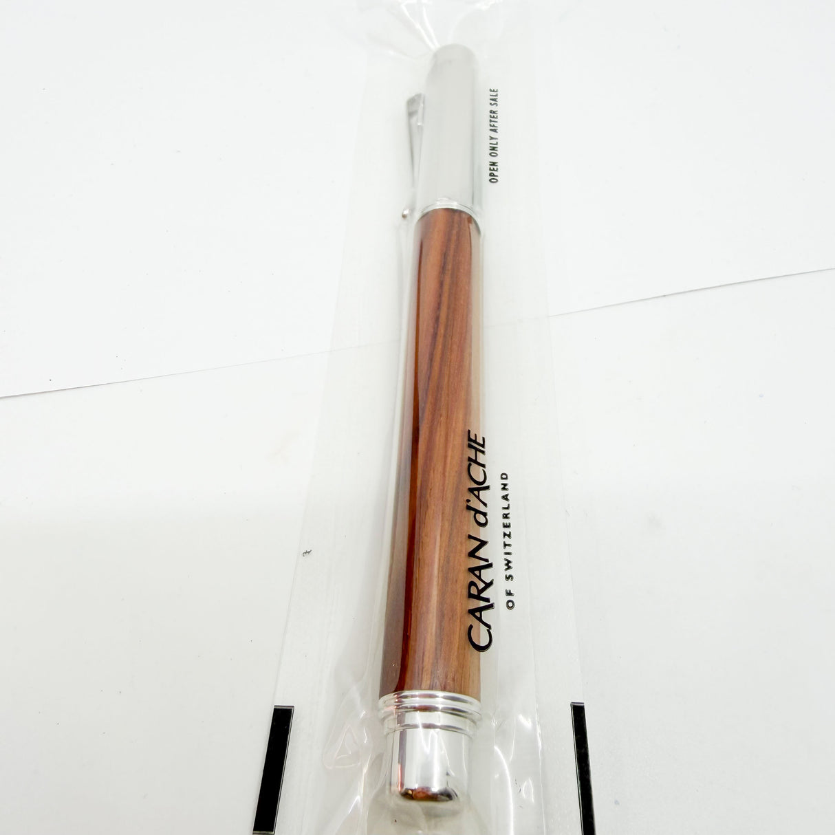 Caran D'ache Varius Metwood Fountain Pen - Rhodium Plated Cap/Brazilian Rosewood Faceted Barrel - Fine 18kt Gold Nib