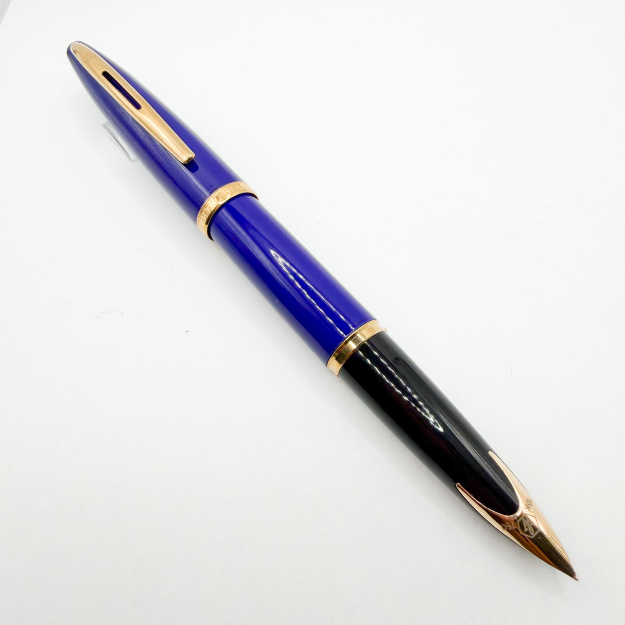 Waterman Royal Blue Carene Fountain Pen - Fine 18kt Gold Nib