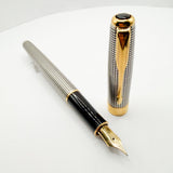 Parker Sonnet Sterling Silver Cisele Cross Hatch Fountain Pen - Extra Fine 18kt Gold Nib