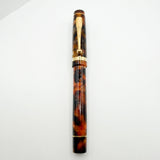 Conway Stewart Bracket Brown Marble "Duro for Fahrneys" Fountain Pen - Fine 18kt Gold Nib - Circa 2008