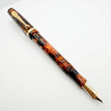 Conway Stewart Bracket Brown Marble "Duro for Fahrneys" Fountain Pen - Fine 18kt Gold Nib - Circa 2008