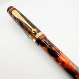 Conway Stewart Bracket Brown Marble "Duro for Fahrneys" Fountain Pen - Fine 18kt Gold Nib - Circa 2008
