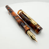 Conway Stewart Bracket Brown Marble "Duro for Fahrneys" Fountain Pen - Fine 18kt Gold Nib - Circa 2008