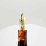 Conway Stewart Bracket Brown Marble "Duro for Fahrneys" Fountain Pen - Fine 18kt Gold Nib - Circa 2008