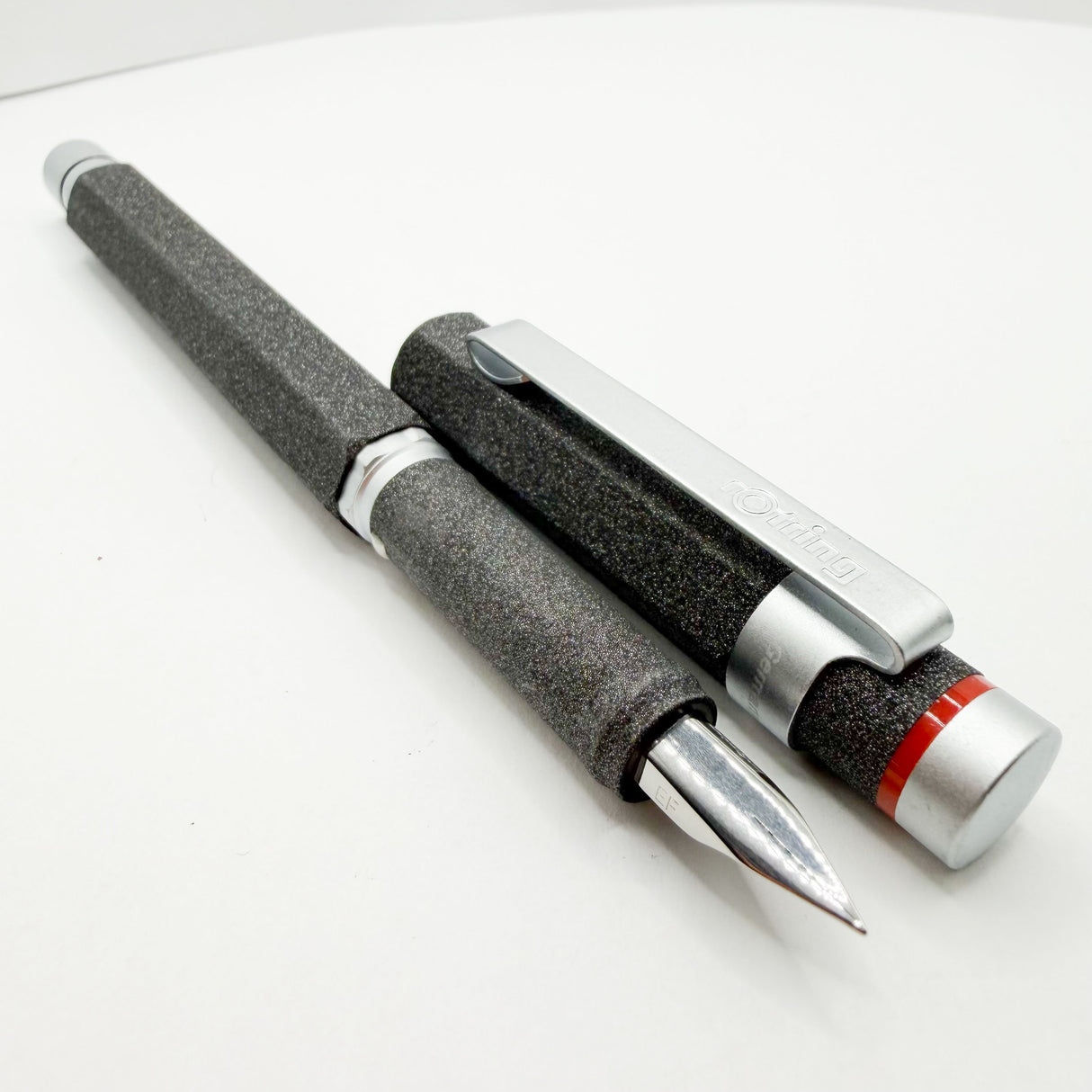 Rotring #600 Charcoal Lava Facetted Fountain Pen - Extra Fine Stainless Steel Nib
