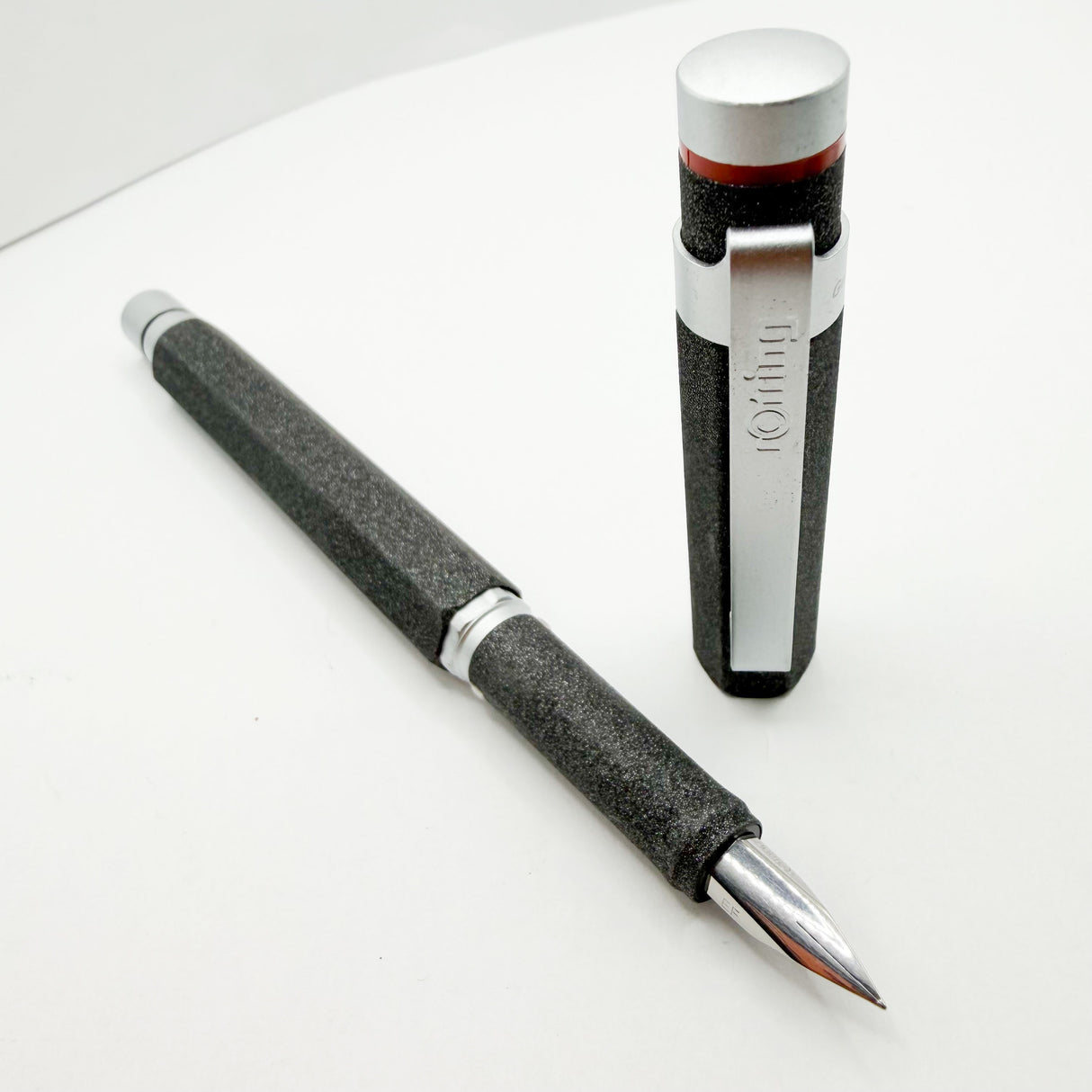 Rotring #600 Charcoal Lava Facetted Fountain Pen - Extra Fine Stainless Steel Nib