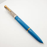 Parker 51 Special Edition Sterling Silver & Vista Blue Fountain Pen - Medium 18kt Gold  Nib