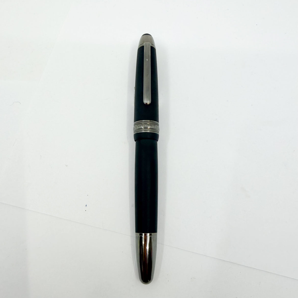 Montblanc LeGrand #146 Ultra (Matte) Black Fountain Pen - Ruthenium Plated Trim - Double Broad 14kt Gold Nib