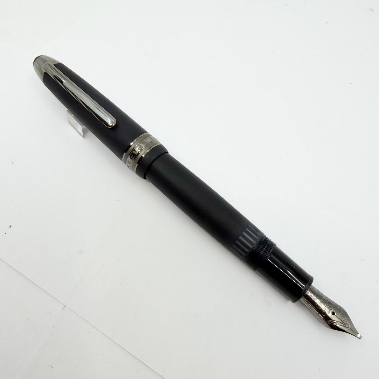 Montblanc LeGrand #146 Ultra (Matte) Black Fountain Pen - Ruthenium Plated Trim - Double Broad 14kt Gold Nib
