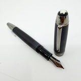 Montblanc LeGrand #146 Ultra (Matte) Black Fountain Pen - Ruthenium Plated Trim - Double Broad 14kt Gold Nib