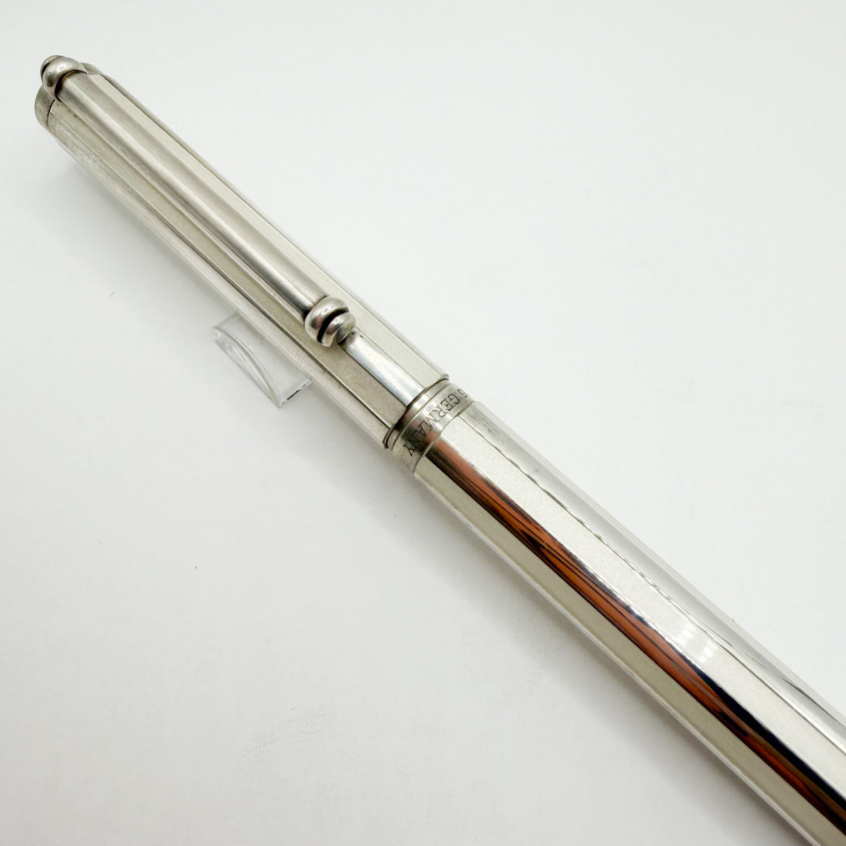 Tiffany Atlas Rollerball with Alternating White Lacquered & Sterling Silver Strips & Sterling Clip and Trim