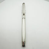 Tiffany Atlas Fountain Pen with Alternating White Lacquered Strips & Sterling Silver Strips & Sterling Clip and Trim - Medium 18kt Gold Tiffany & Co. Nib