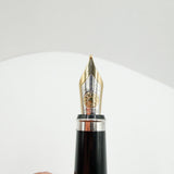 Tiffany Atlas Fountain Pen with Alternating White Lacquered Strips & Sterling Silver Strips & Sterling Clip and Trim - Medium 18kt Gold Tiffany & Co. Nib