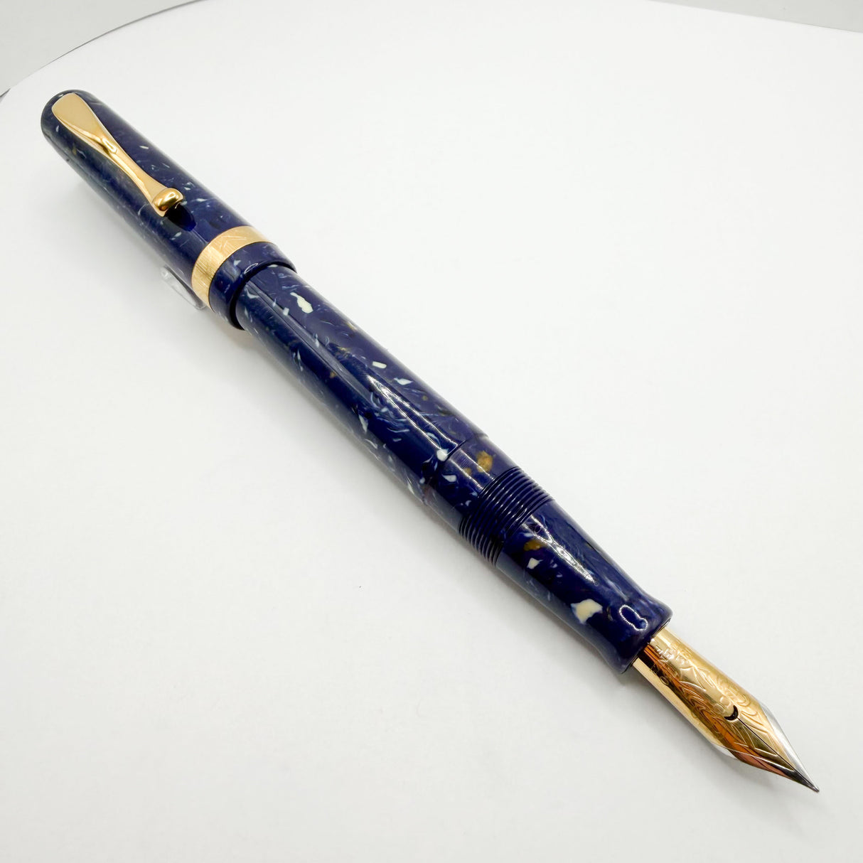 Visconti Voyager Lapis Blue Celluloid Fountain Pen - Fine 18kt Gold Nib