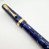 Visconti Voyager Lapis Blue Celluloid Fountain Pen - Fine 18kt Gold Nib