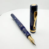 Visconti Voyager Lapis Blue Celluloid Fountain Pen - Fine 18kt Gold Nib
