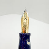 Visconti Voyager Lapis Blue Celluloid Fountain Pen - Fine 18kt Gold Nib
