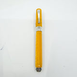 Montegrappa Symphony Lustrous Yellow Celluloid & Sterling Silver Facetted Fountain Pen - Fine 18kt Gold Nib