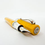 Montegrappa Symphony Lustrous Yellow Celluloid & Sterling Silver Facetted Fountain Pen - Fine 18kt Gold Nib
