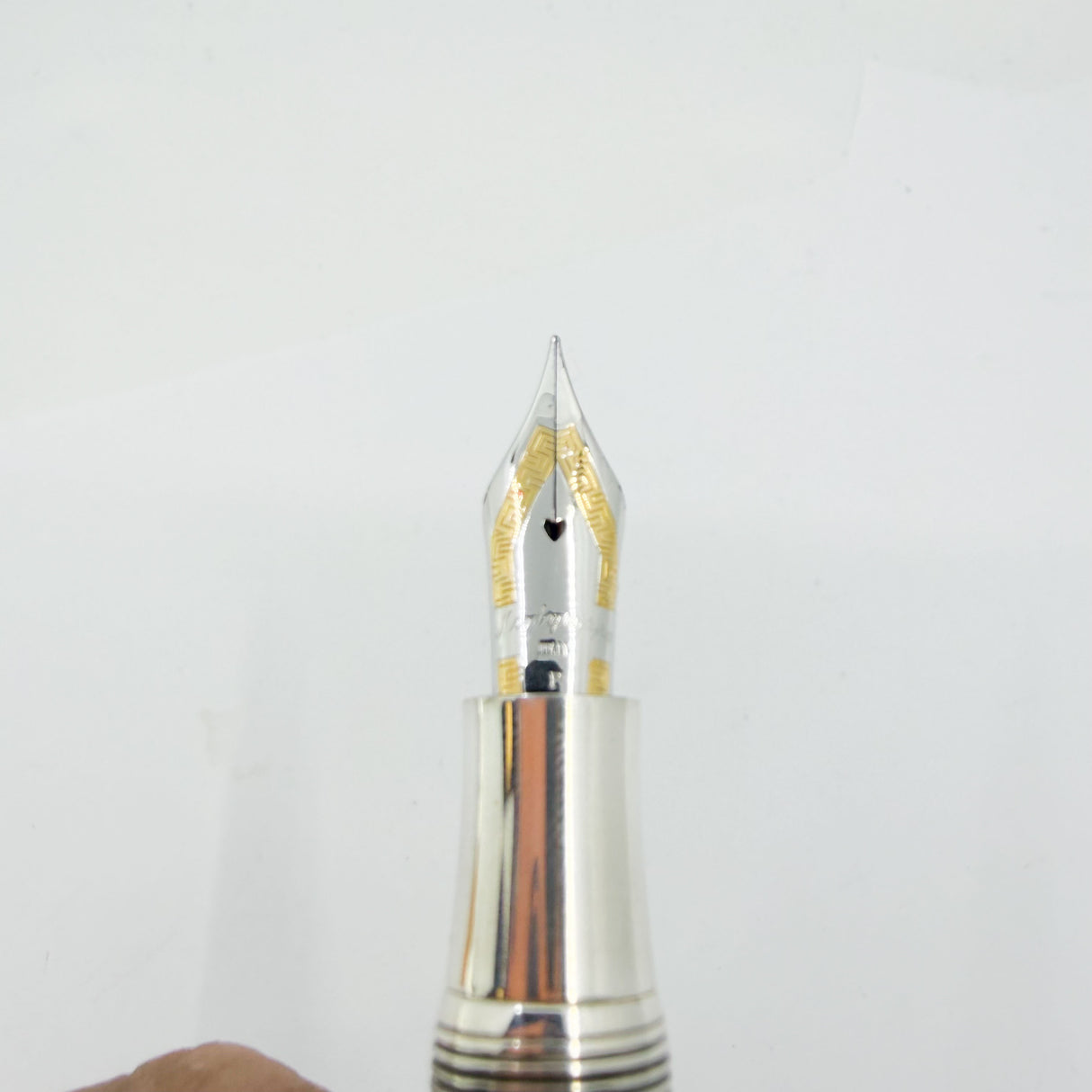 Montegrappa Symphony Lustrous Yellow Celluloid & Sterling Silver Facetted Fountain Pen - Fine 18kt Gold Nib