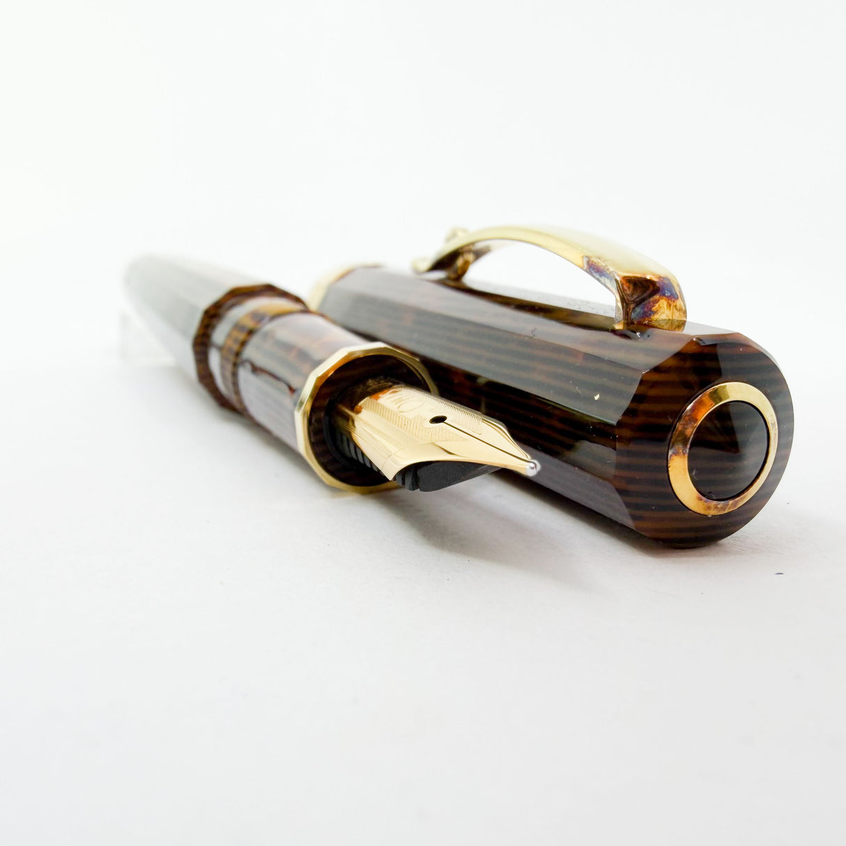 OMAS  Arte Italiana Exquisite Arco Bronze Celluloid Full Sized Paragon Milord Fountain Pen (Circa 2010) - Flexible Fine 18kt Gold Nib