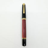 Pelikan M800 Black/Red Striped Fountain Pen - The Original! - Fine 18kt Gold Nib