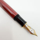 Pelikan M800 Black/Red Striped Fountain Pen - The Original! - Fine 18kt Gold Nib