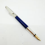 Bossert & Erhard Sterling Silver/Blue Enamel  Fountain Pen - Medium 18kt Gold Nib