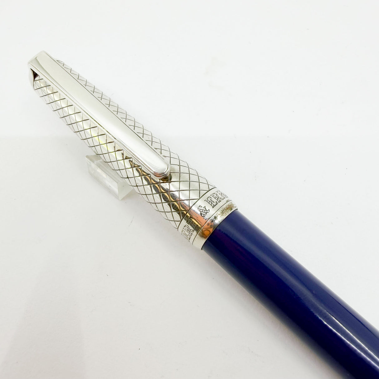 Bossert & Erhard Sterling Silver/Blue Enamel  Fountain Pen - Medium 18kt Gold Nib