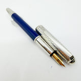 Bossert & Erhard Sterling Silver/Blue Enamel  Fountain Pen - Medium 18kt Gold Nib
