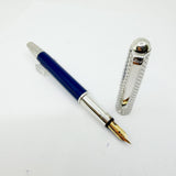 Bossert & Erhard Sterling Silver/Blue Enamel  Fountain Pen - Medium 18kt Gold Nib