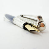 Bossert & Erhard Sterling Silver/Blue Enamel  Fountain Pen - Medium 18kt Gold Nib