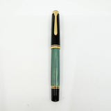 Pelikan M800 Souveran Black Cap & Green Striped Barrel Fountain Pen -  Medium 18kt Gold "PF" Nib