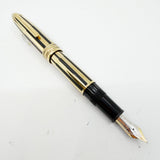 Montblanc Meisterstuck Solitaire  Le Grand 146 Black Resin & Gold Plated Striped Filigree Fountain Pen - Fine 18kt Gold Nib