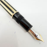 Montblanc Meisterstuck Solitaire  Le Grand 146 Black Resin & Gold Plated Striped Filigree Fountain Pen - Fine 18kt Gold Nib