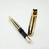 Montblanc Meisterstuck Solitaire  Le Grand 146 Black Resin & Gold Plated Striped Filigree Fountain Pen - Fine 18kt Gold Nib