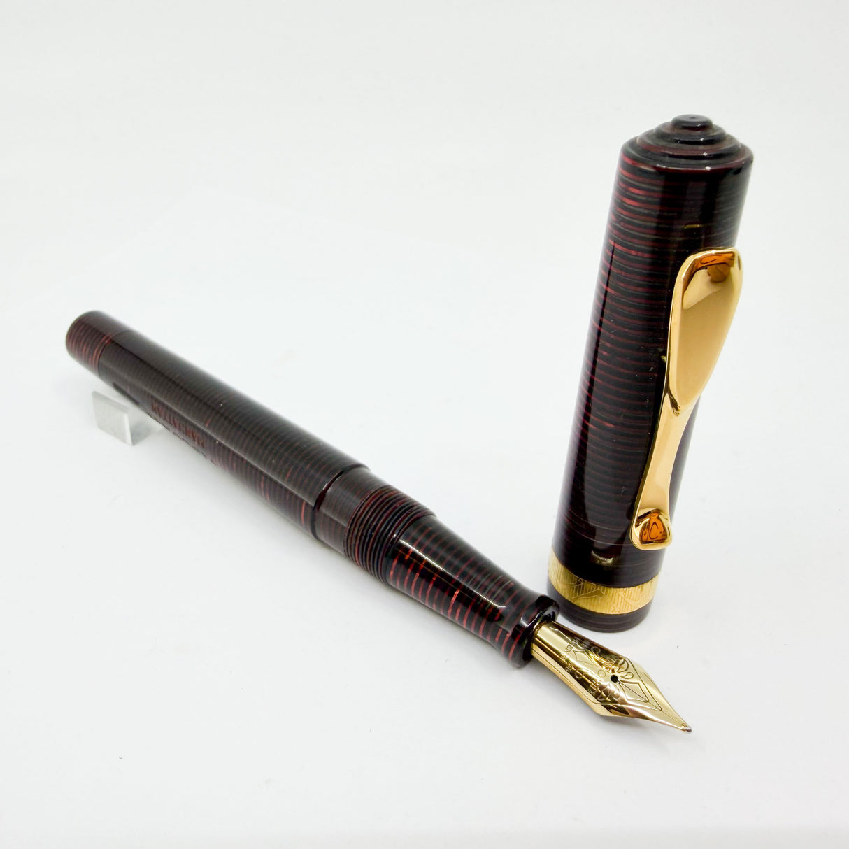 Visconti Manhattan Ruby Red Layered Celluloid Fountain Pen - Medium 18kt Gold Nib